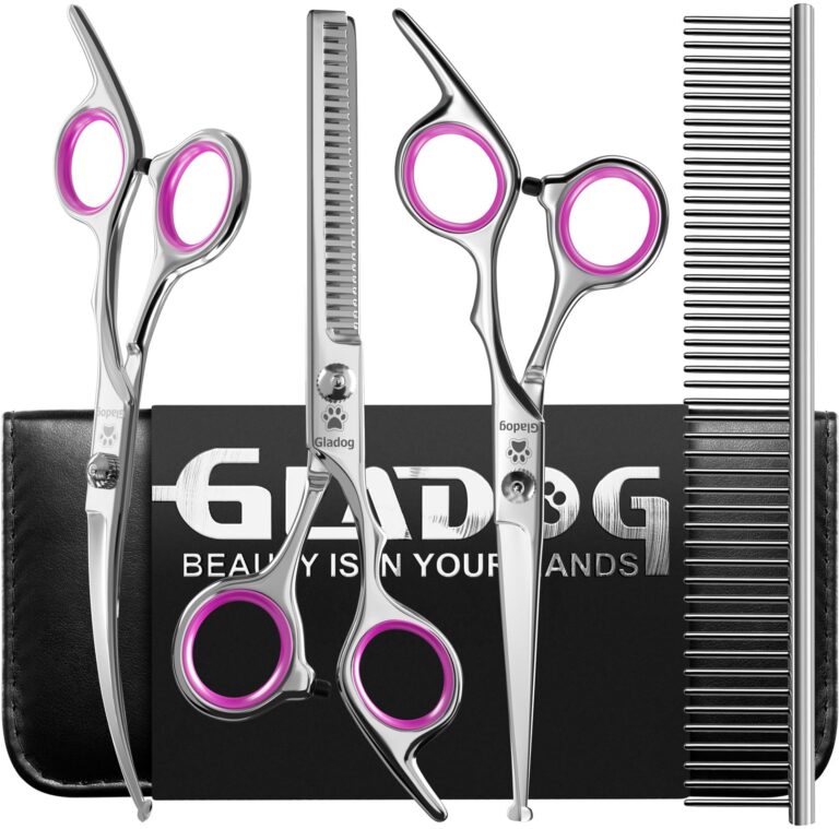 GLADOG Professional 5 in 1 Dog Grooming Scissors Set
